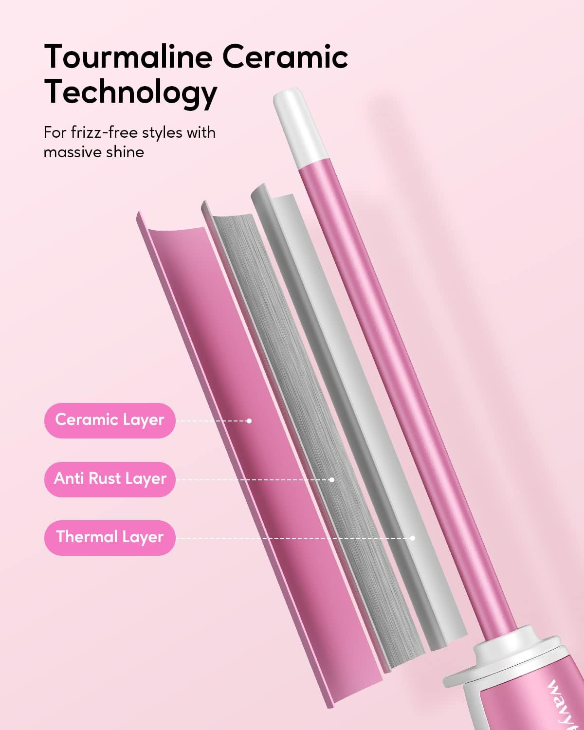 Wavytalk 3/8 Inch Small Curling Iron for Short & Long Hair, Ceramic Barrel