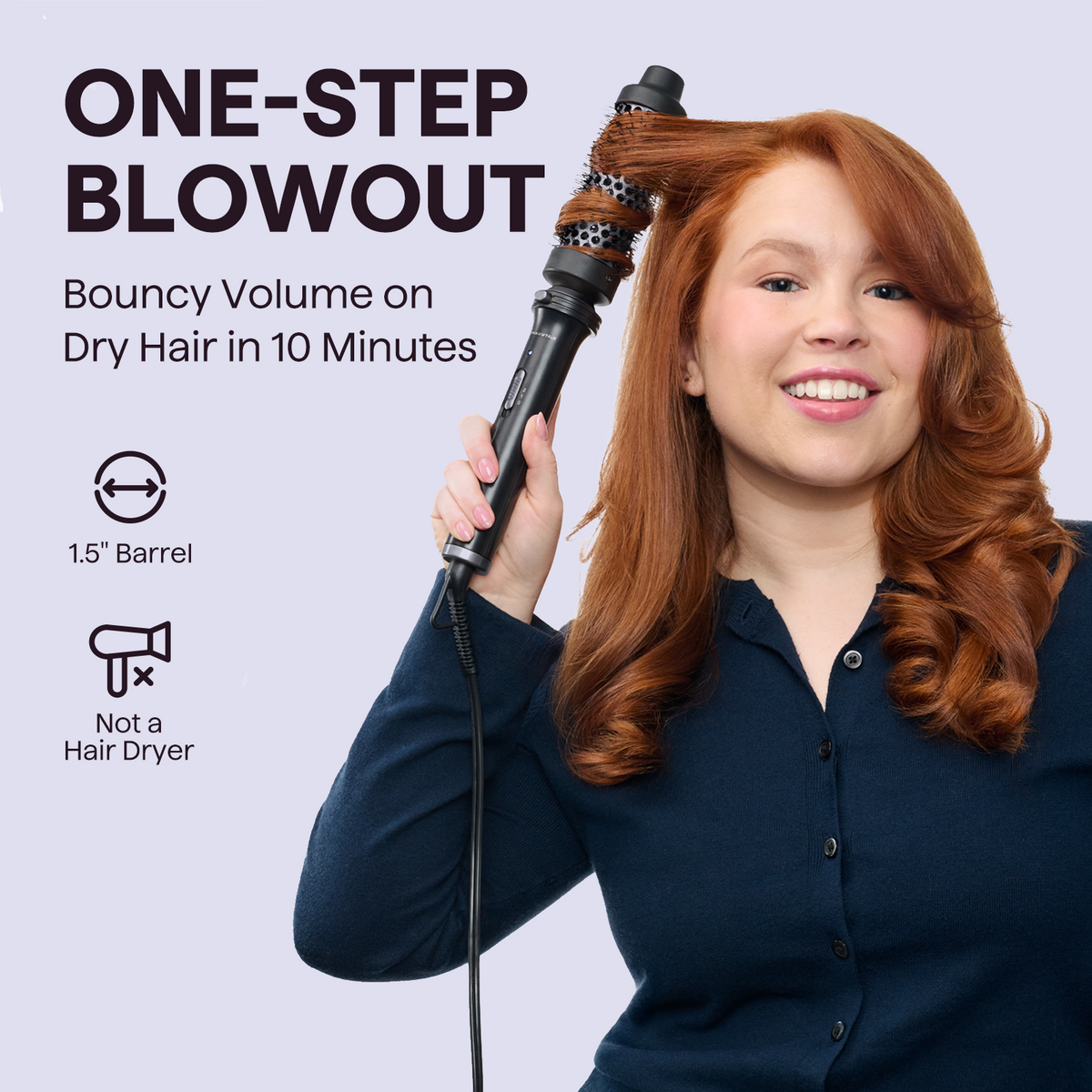 Wavytalk Thermal Brush 1.5" Detachable Heated Round Brush for Blowout Look