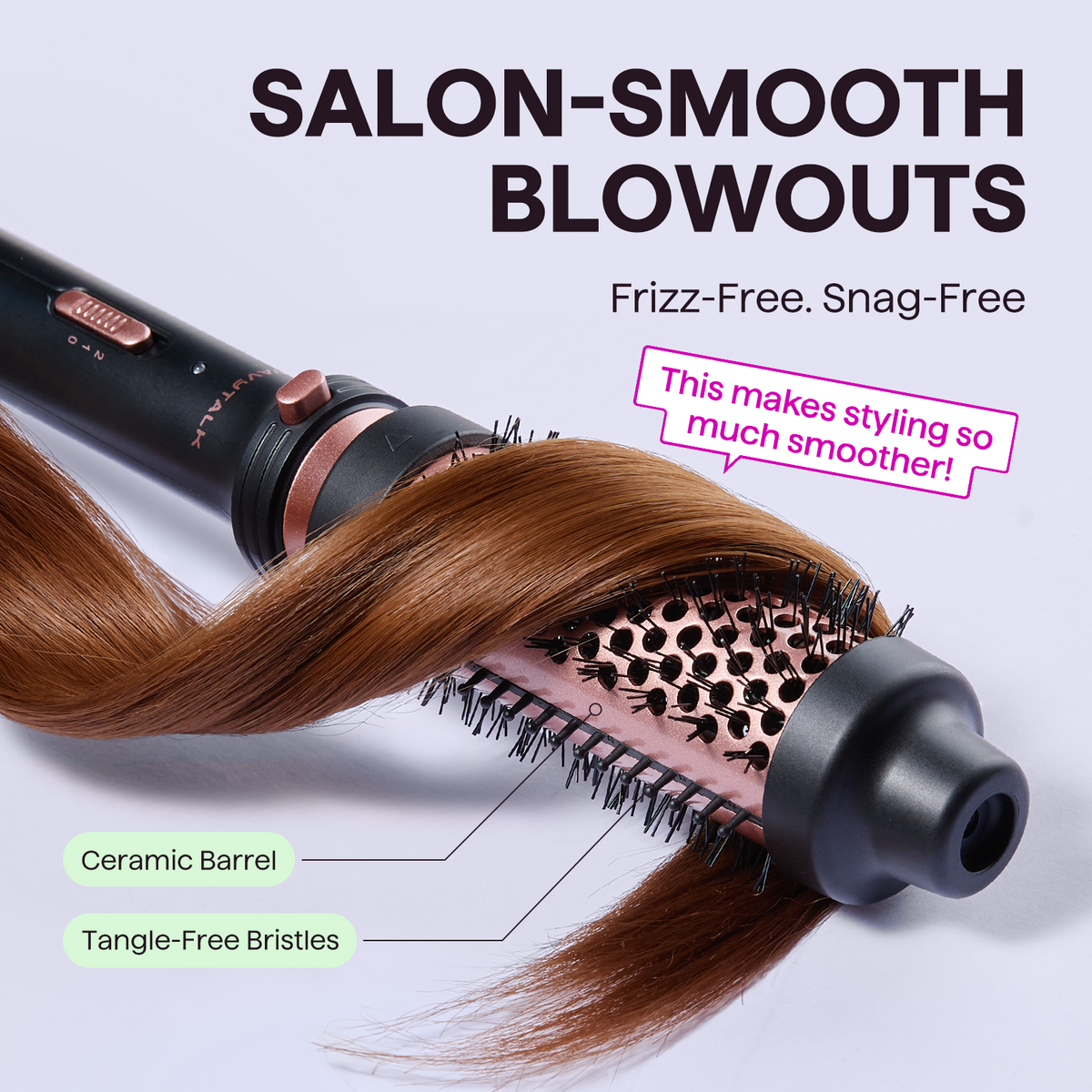 Wavytalk Thermal Brush 1.5" Detachable Heated Round Brush for Blowout Look