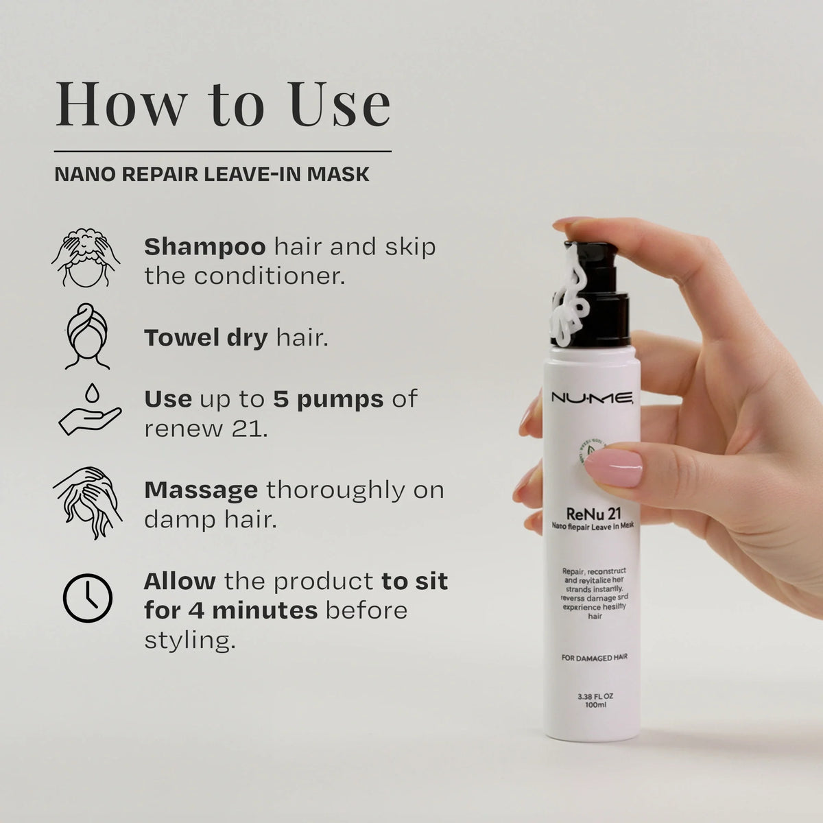 ReNu21 Nano Repair Leave-In Mask for Damaged Hair